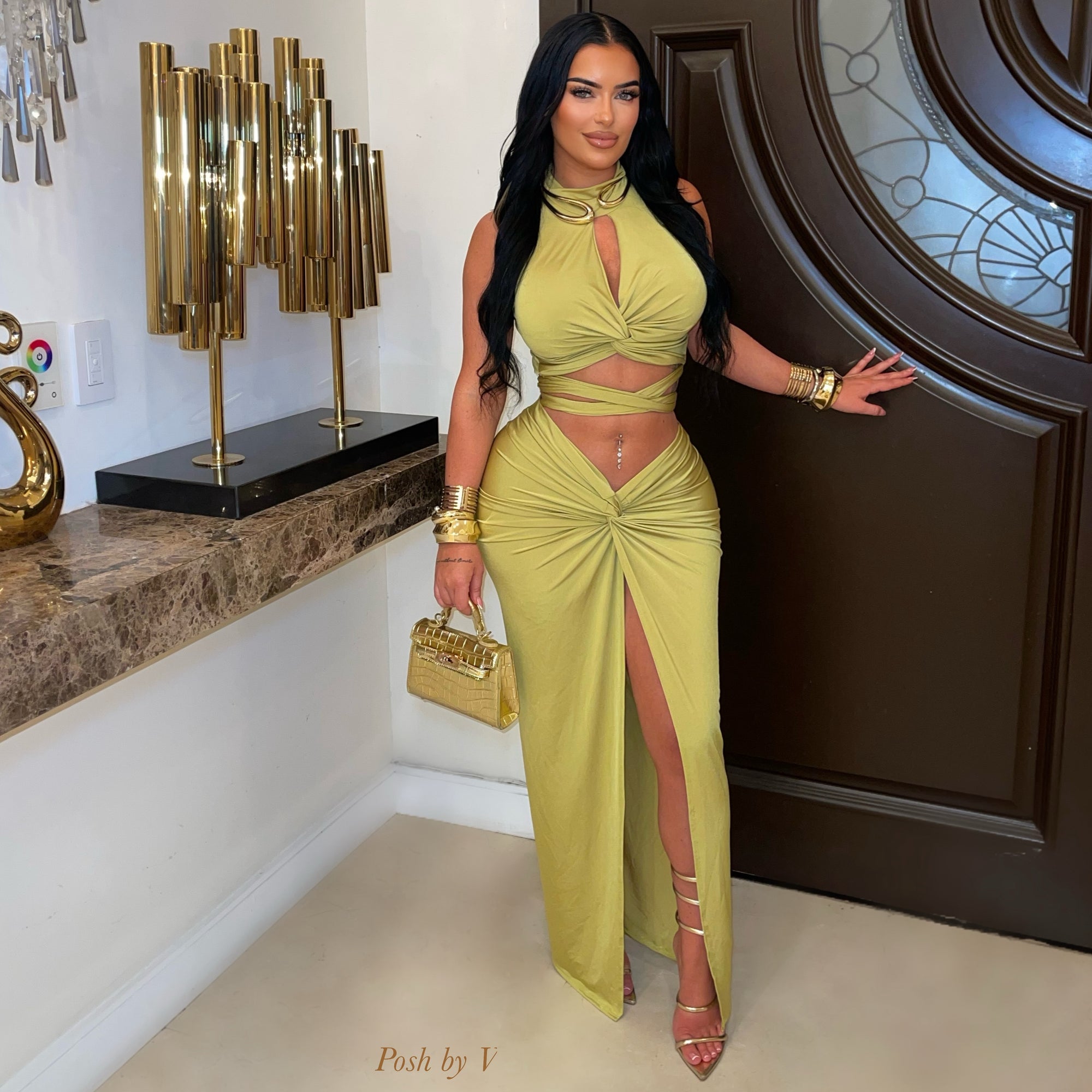 Naomi wrap skirt set (Lime)