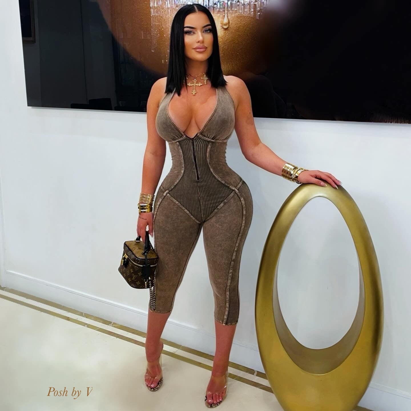 Dara rib jumpsuit (Brown)