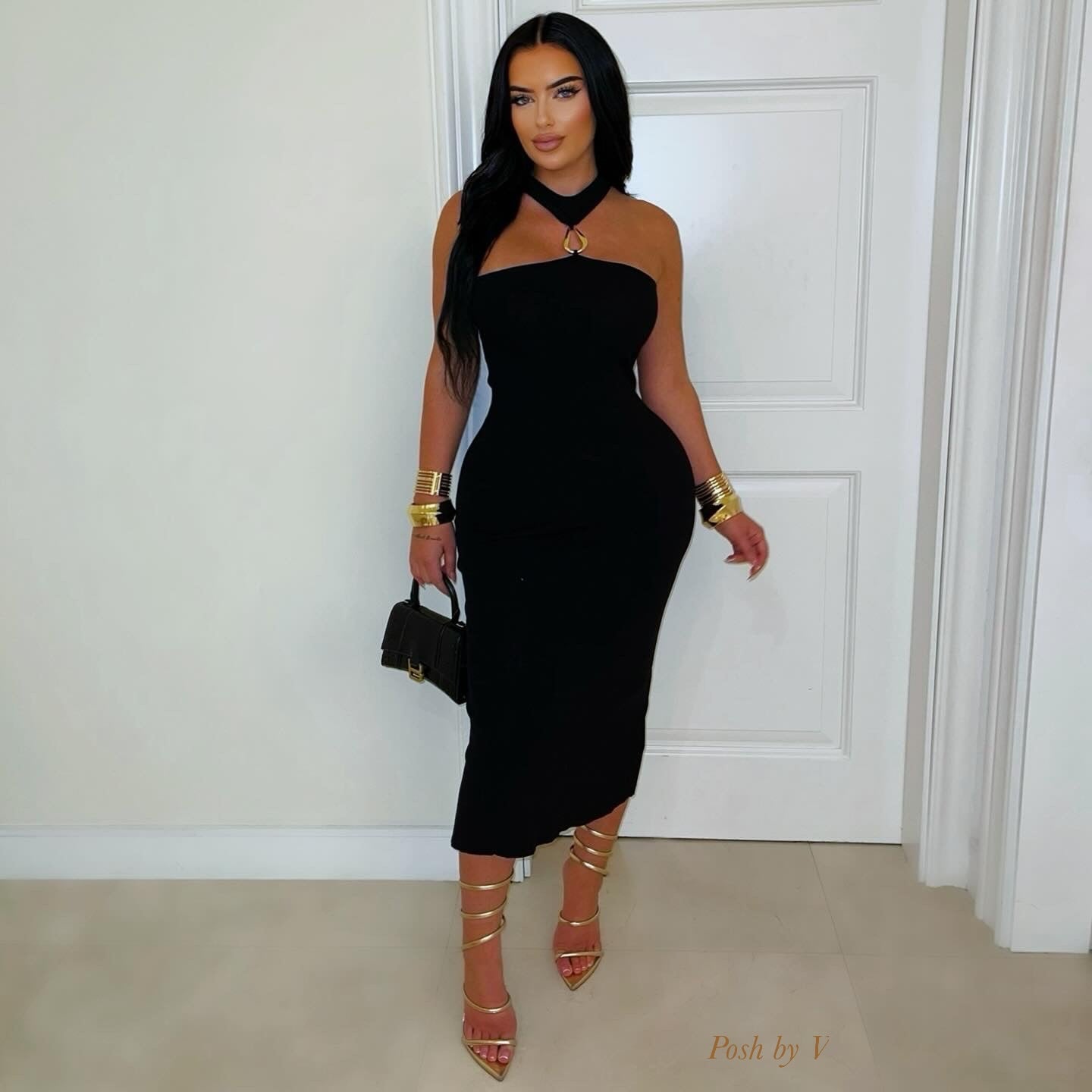 Mishi knit dress (Black/gold)