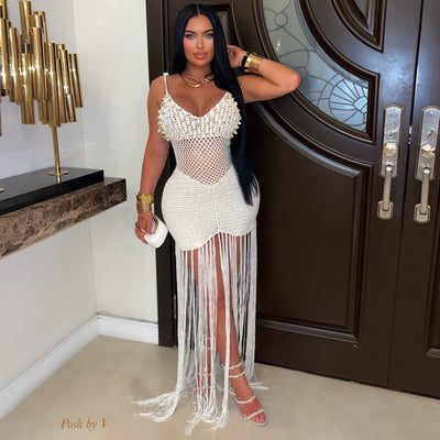 Maui crochet shell maxi dress (Ivory)