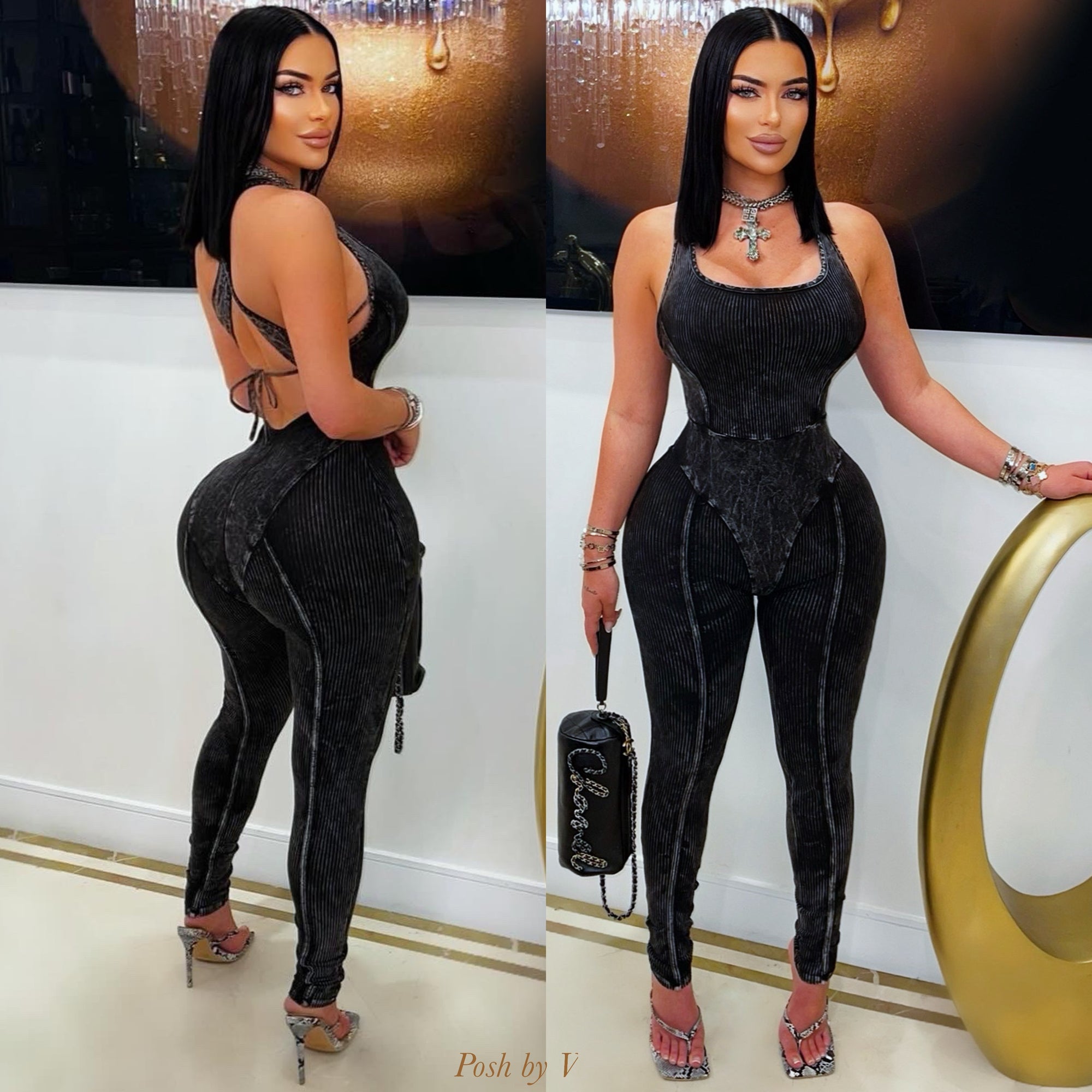 Vome rib jumpsuit (Black)