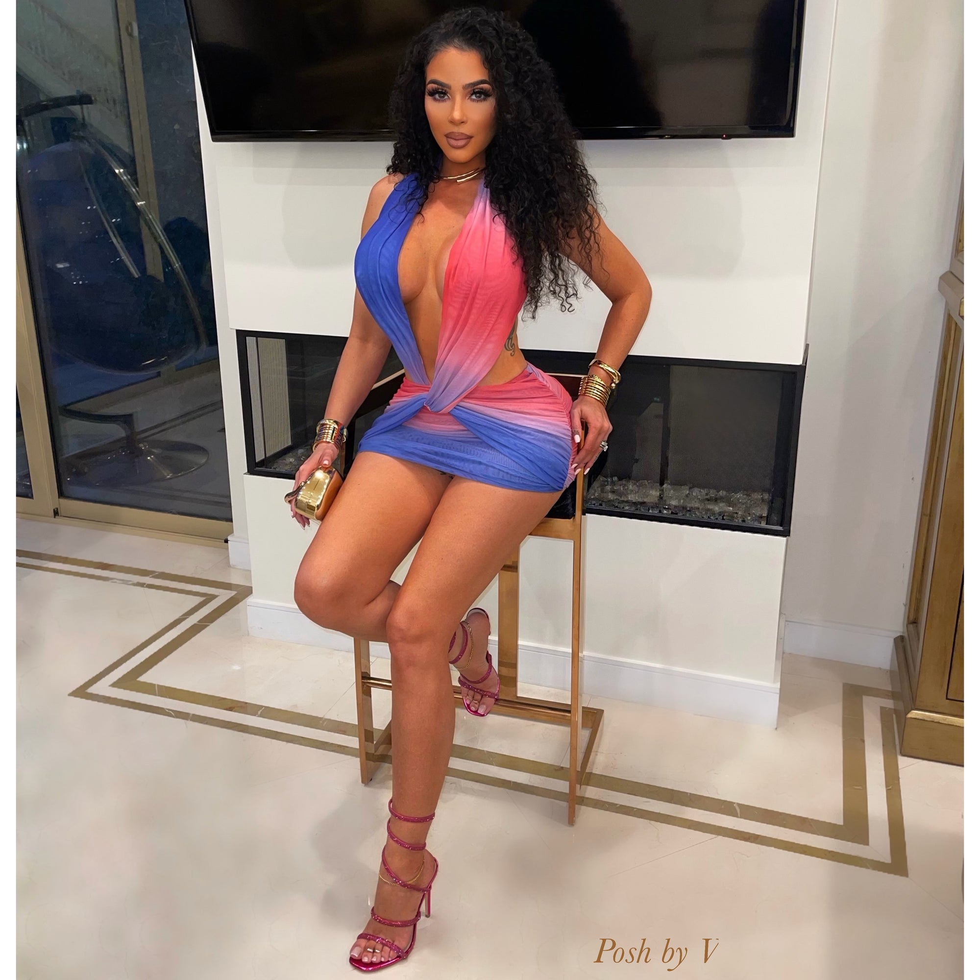 Tesaria ombré mini dress (Blue multi)