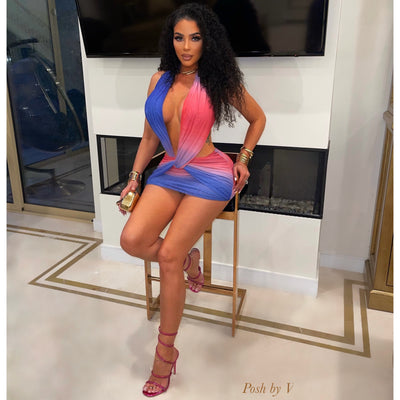 Tesaria ombré mini dress (Blue multi)