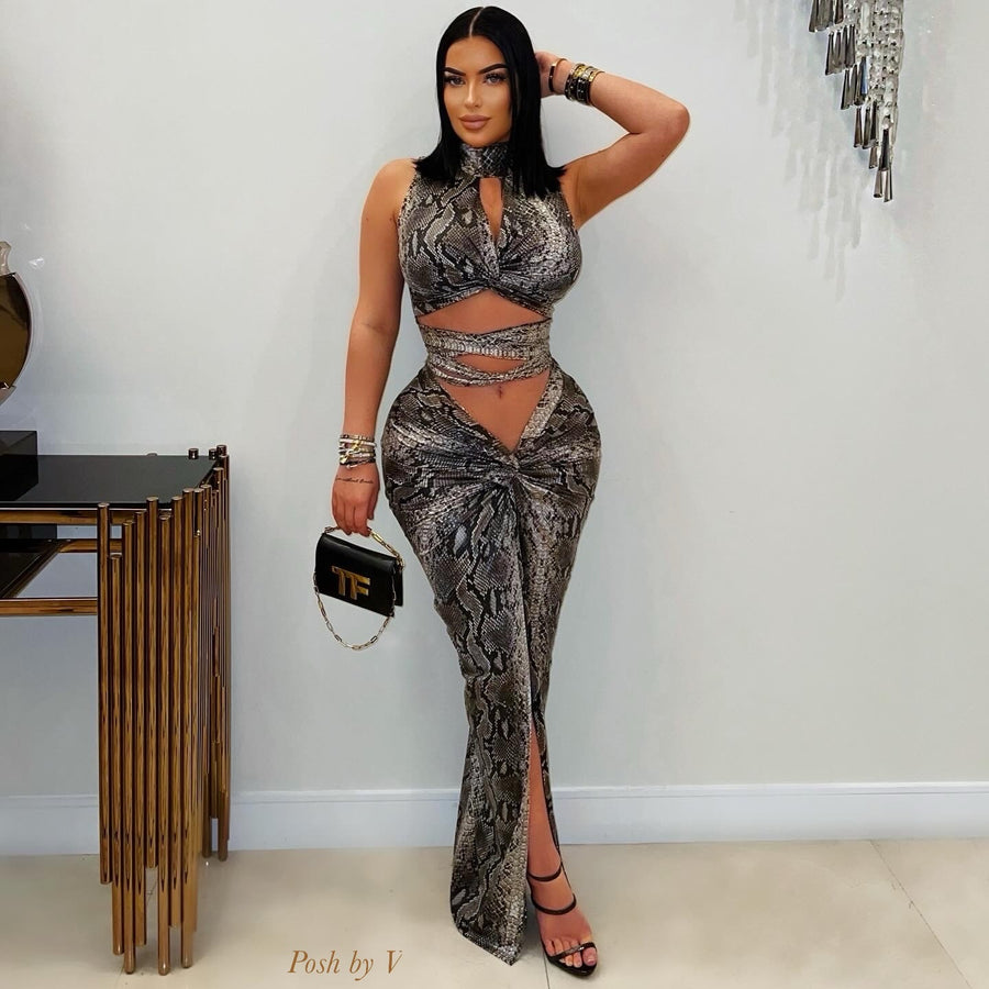 Naomi wrap skirt set (Snake)