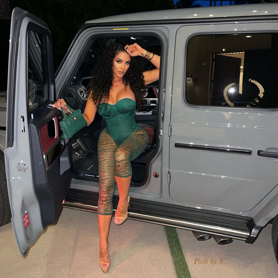 Inked corset jumpsuit (Green)