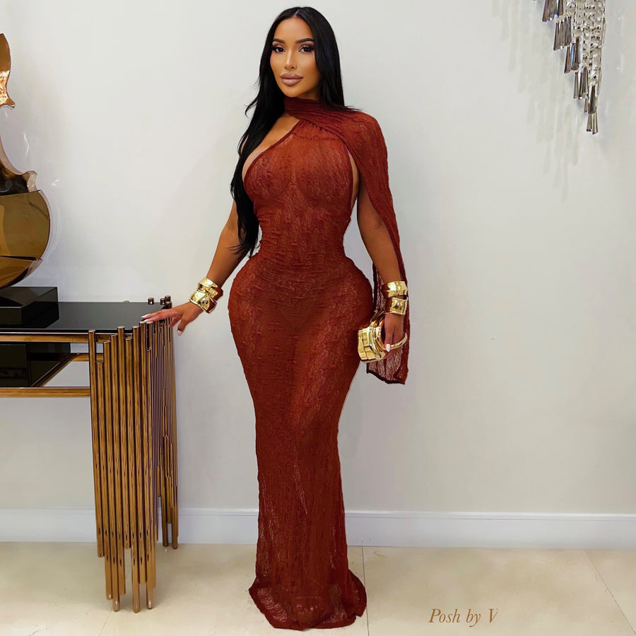 Marilyn mermaid dress (Rust)