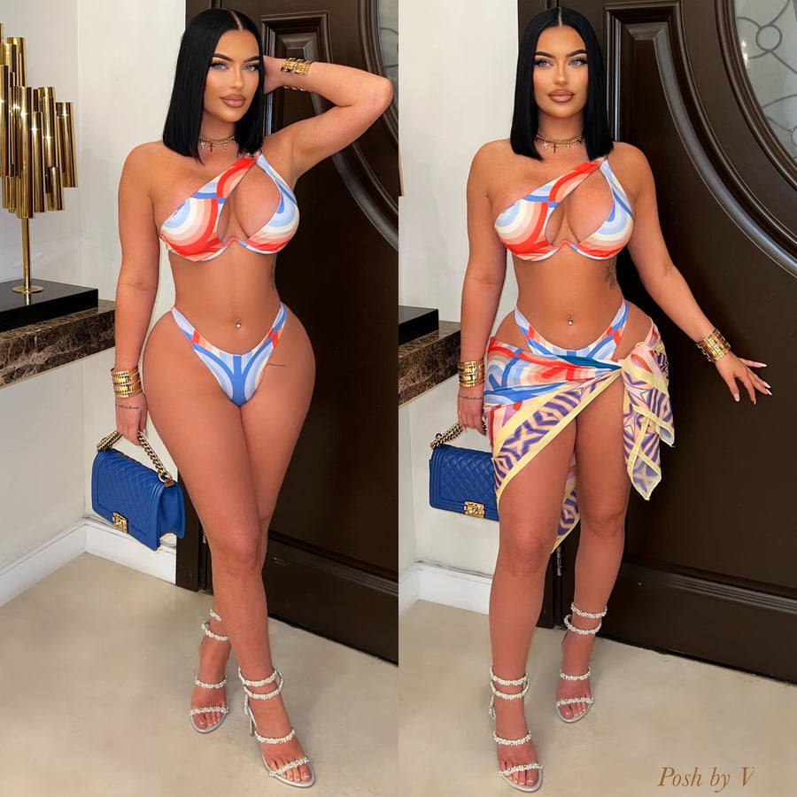 Aura bikini set w/wrap (Orange multi)