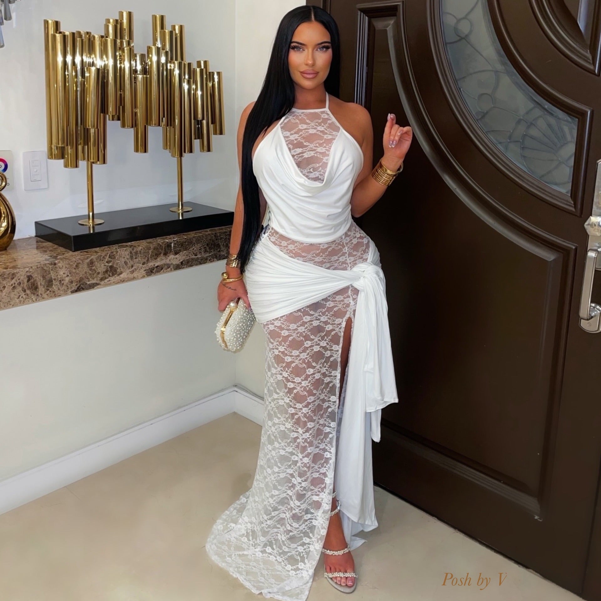 Etna lace maxi dress (White)