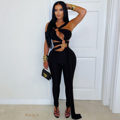 Ariel caged jumpsuit (Black)