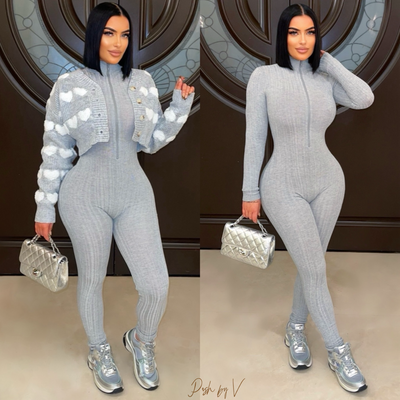 Ibiza rib jumpsuit (Grey)