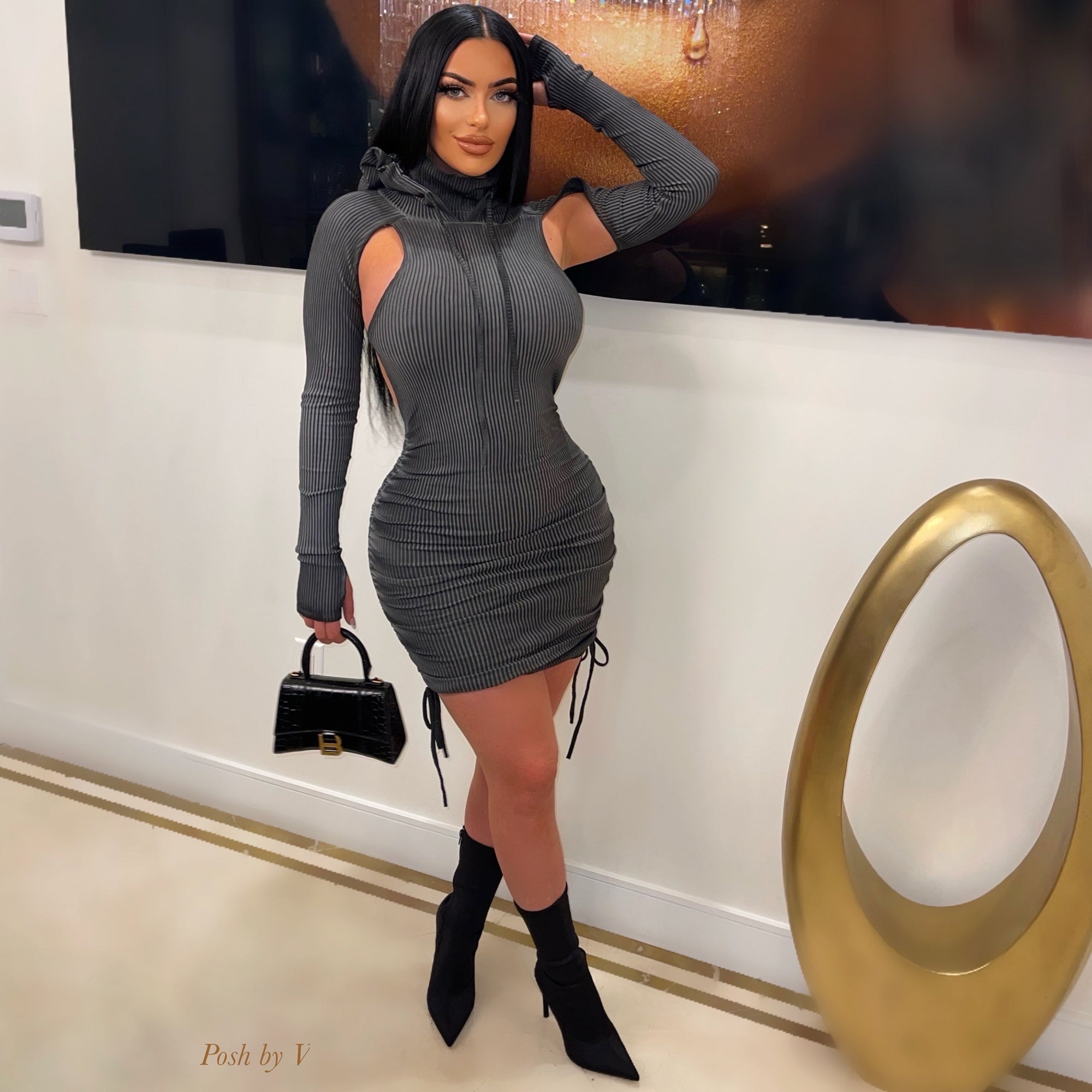 Laura rib mini dress (Olive)