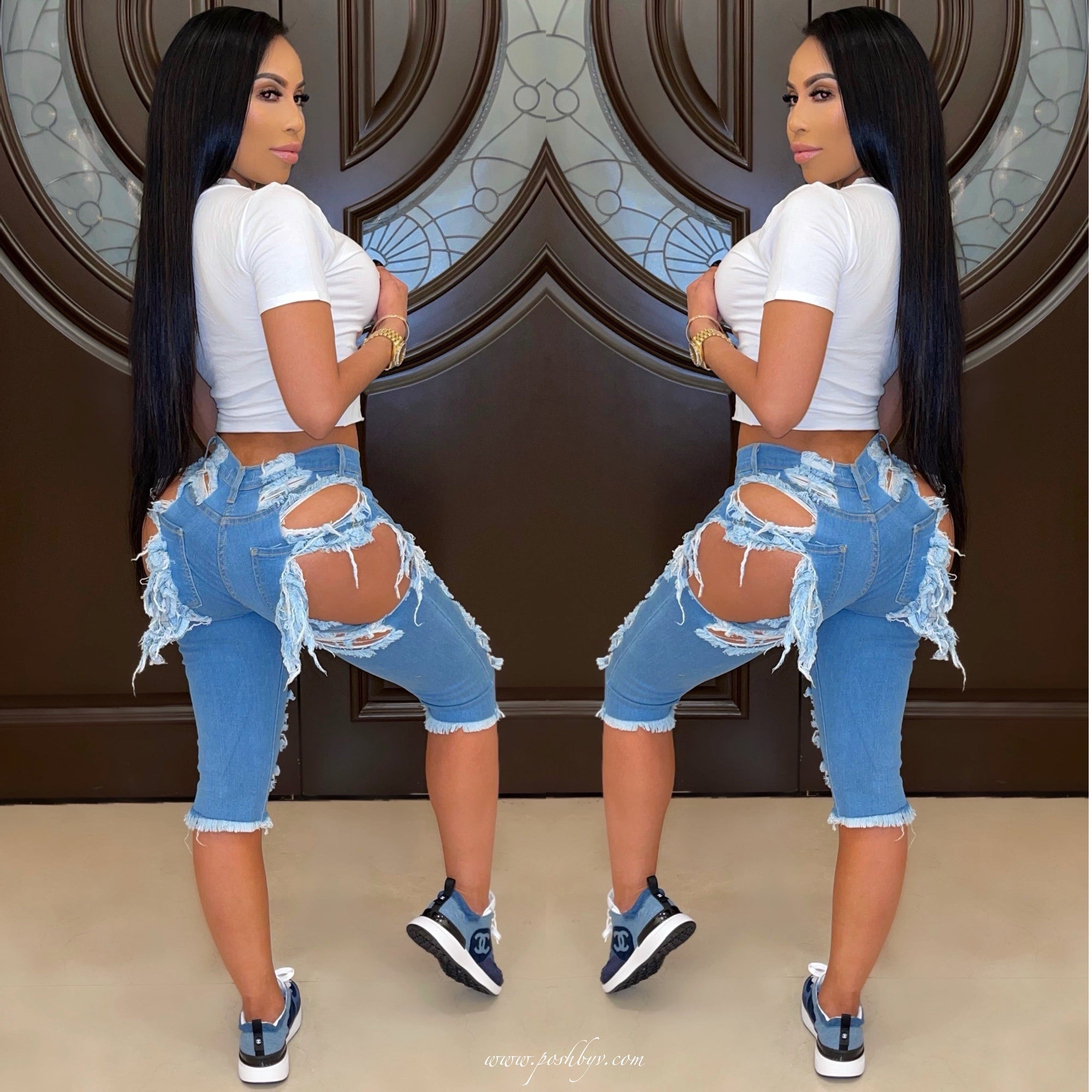 Liza distress shorts