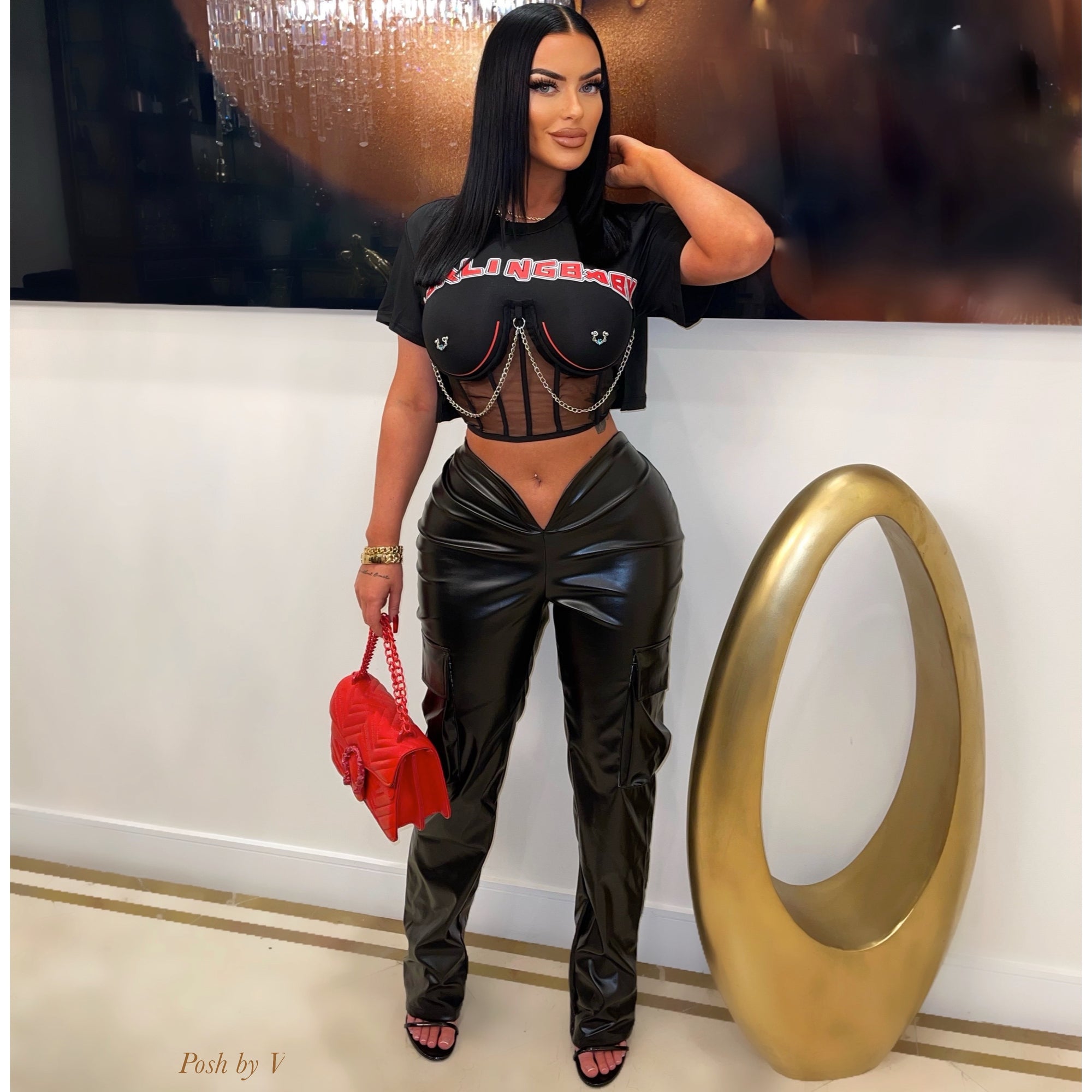 DB corset chain tee (White/black)