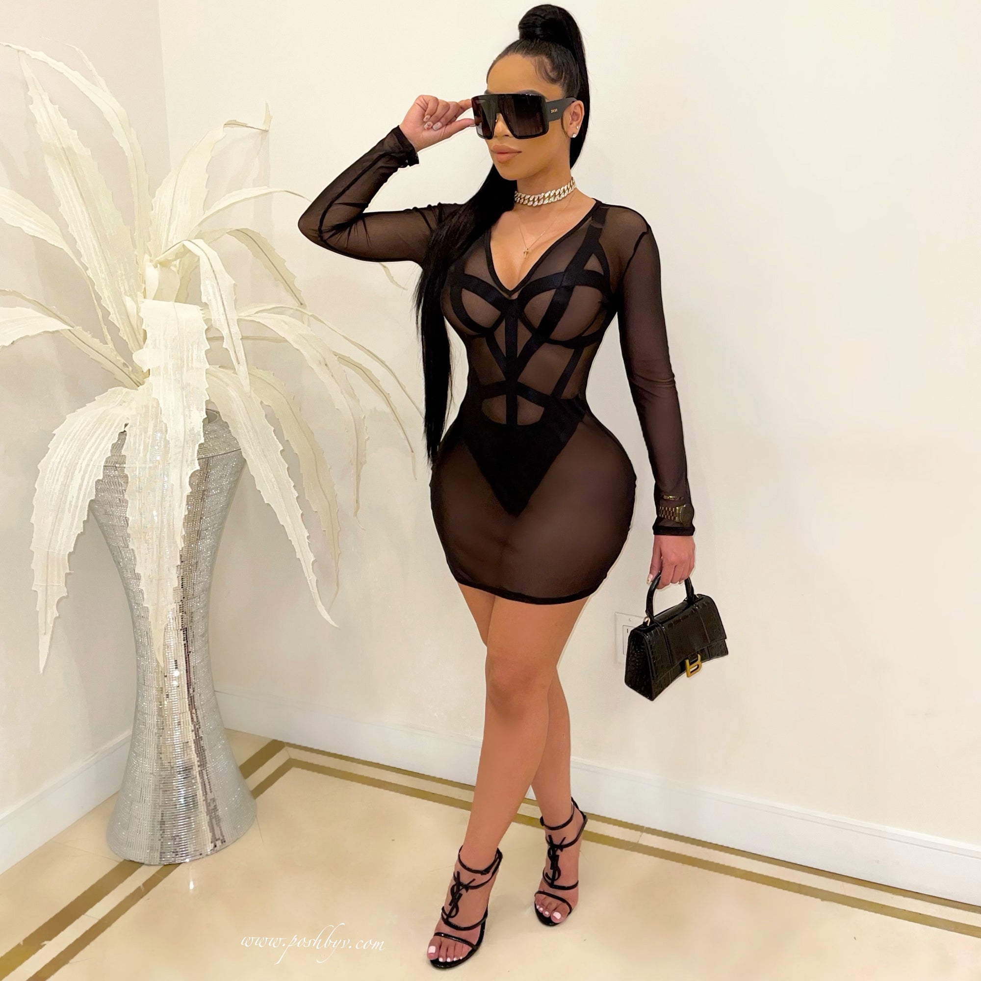 Zika mesh cover dress (Black)