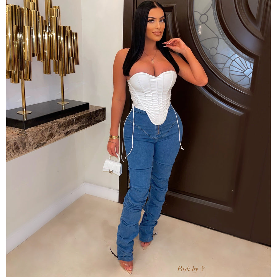 Mode ruched jeans (Dark wash)