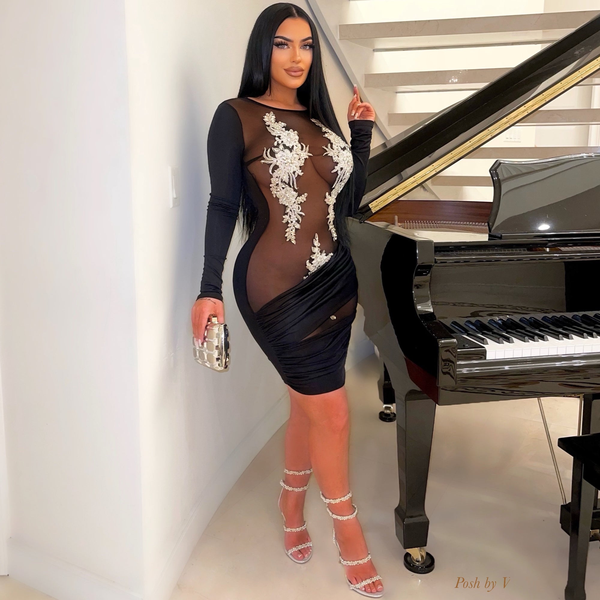 Adore ruched dress (Black)