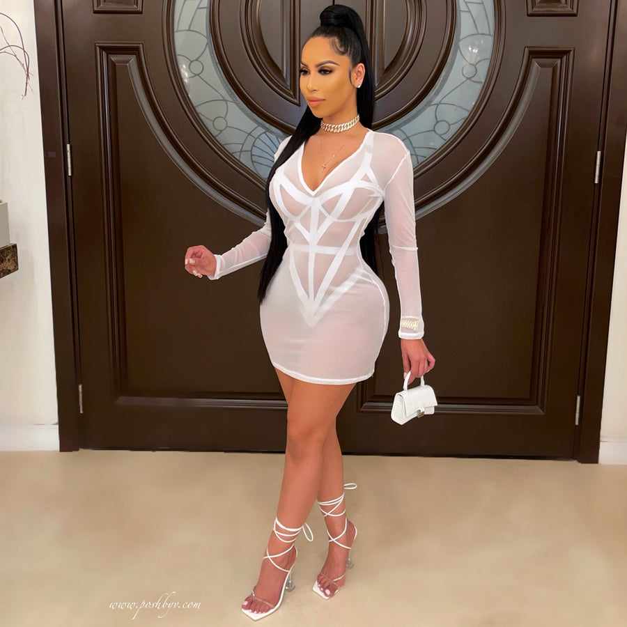 Zika mesh cover dress (White)