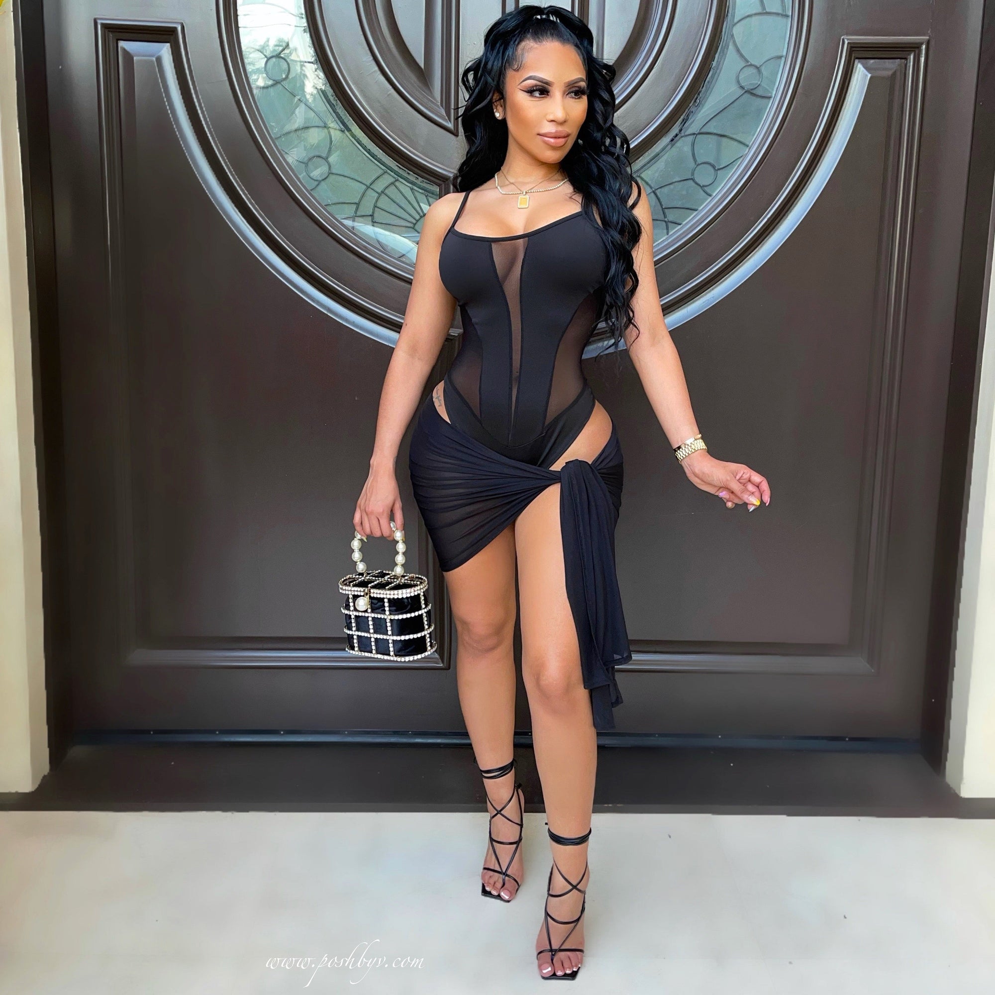 Tonya monokini/ cover skirt (Black)