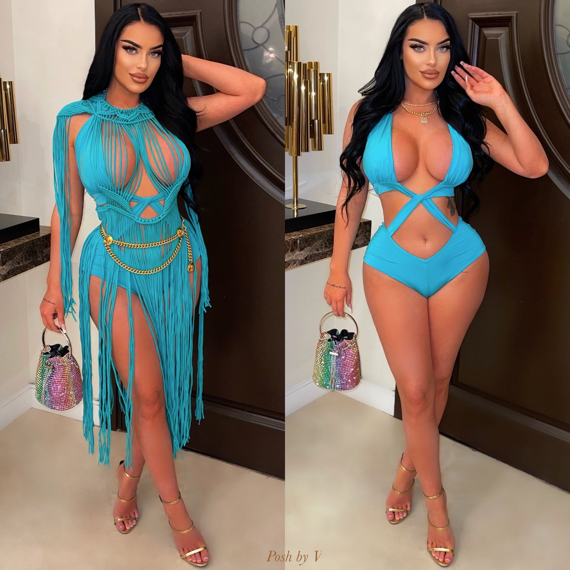 Bahia monokini/ tassel dress set (Black)