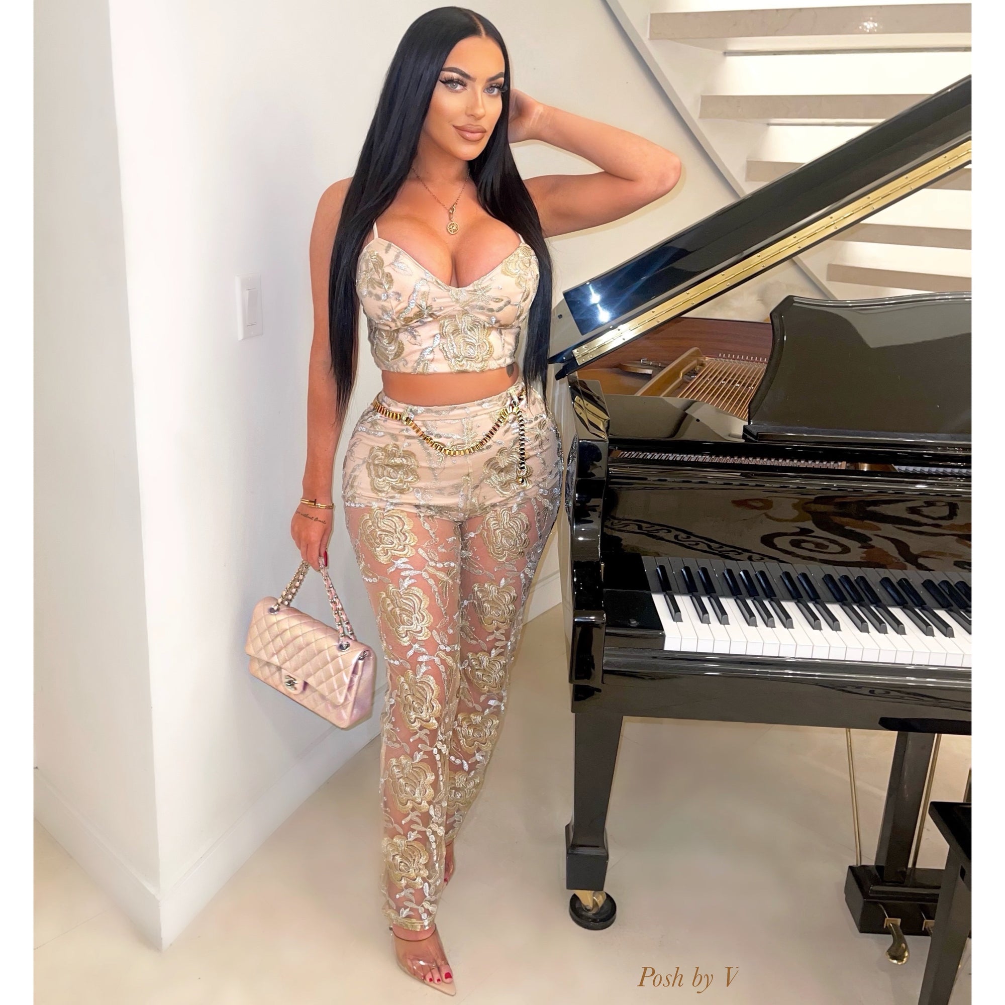 Opal luxe pants set (Nude/gold)