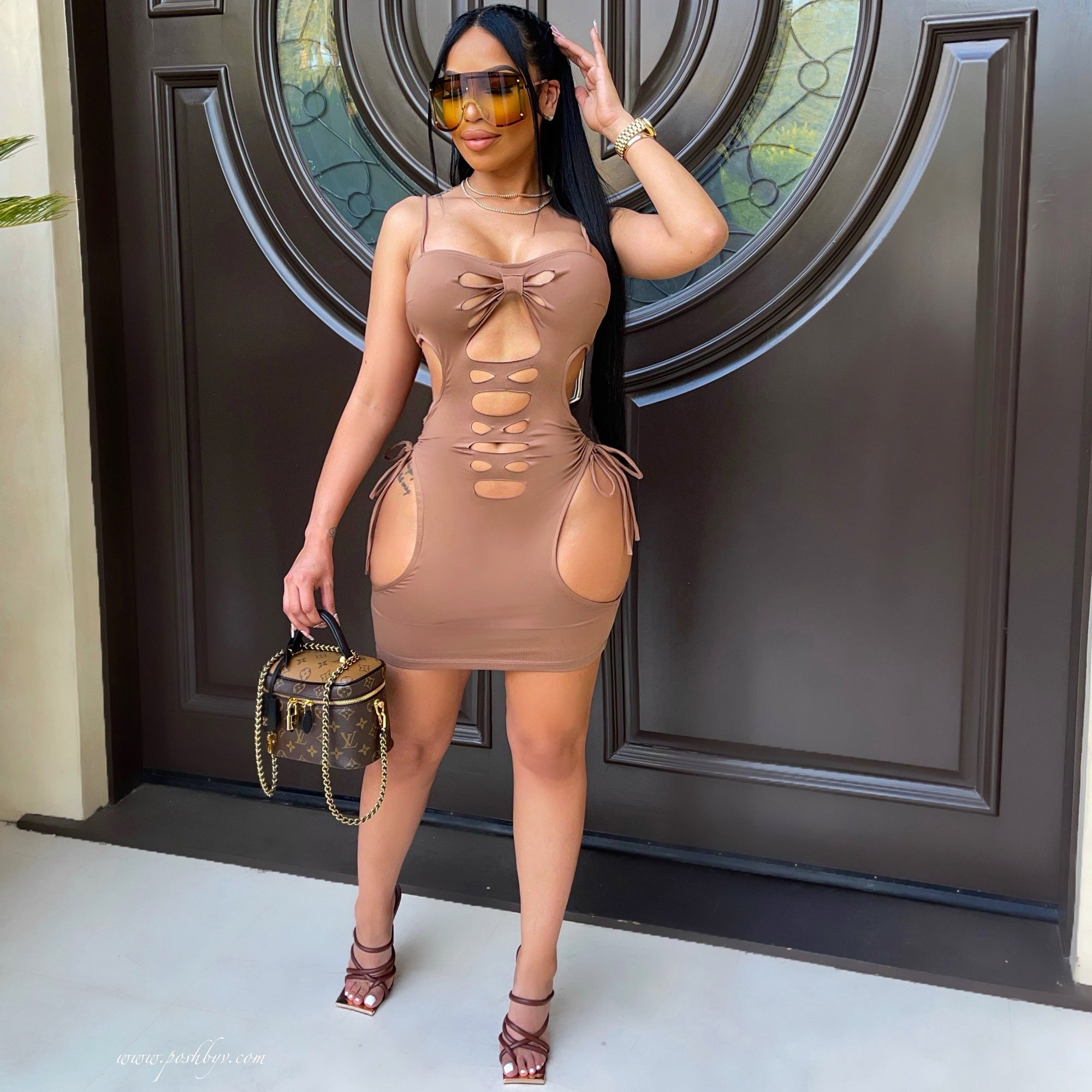 Melila slit dress (Mocha)