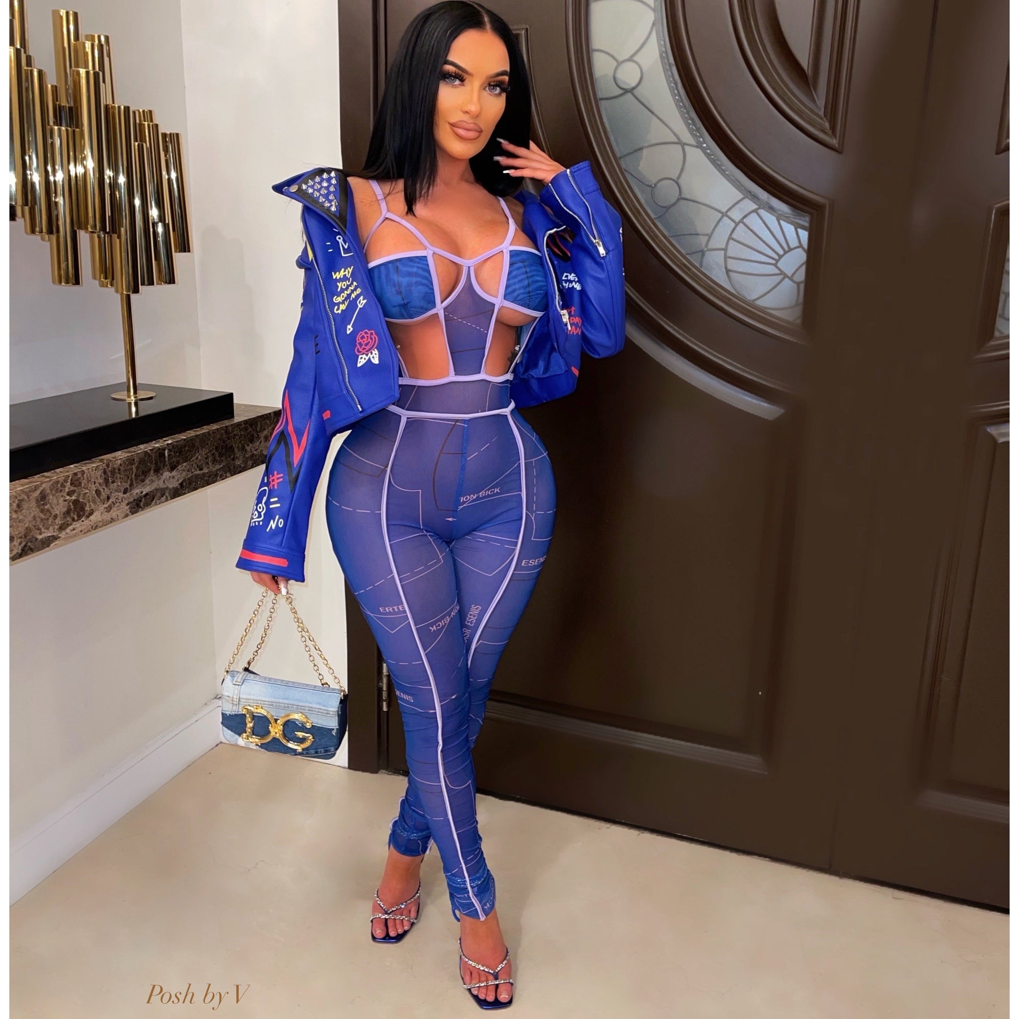 Kisan caged jumpsuit (Blue/lilac)