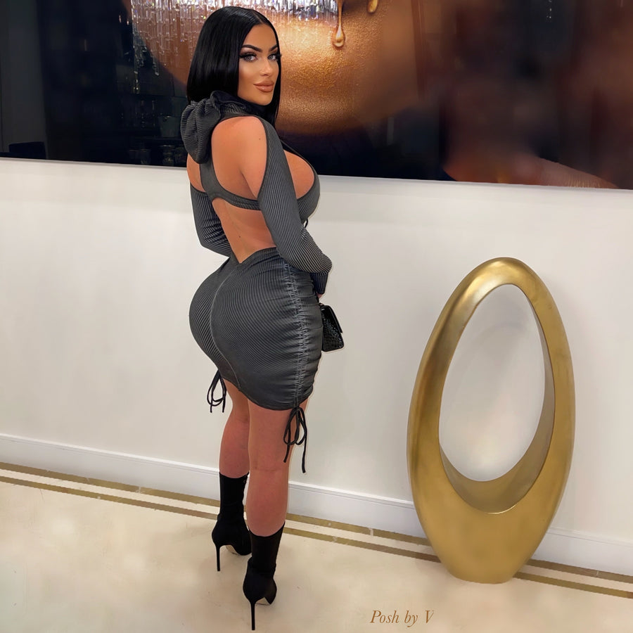 Laura rib mini dress (Olive)