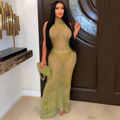 Bianca knit maxi dress (Sage)
