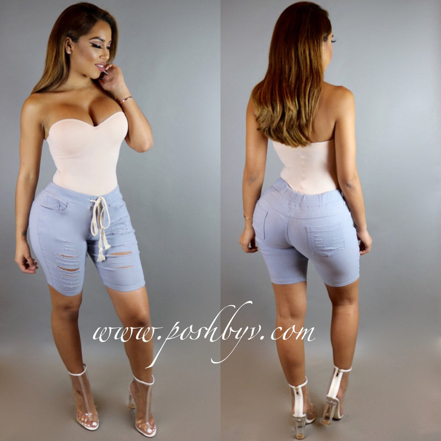 Casey Ripped Shorts (Grey)