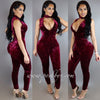 Diva Velvet Jumpsuit (Wine)